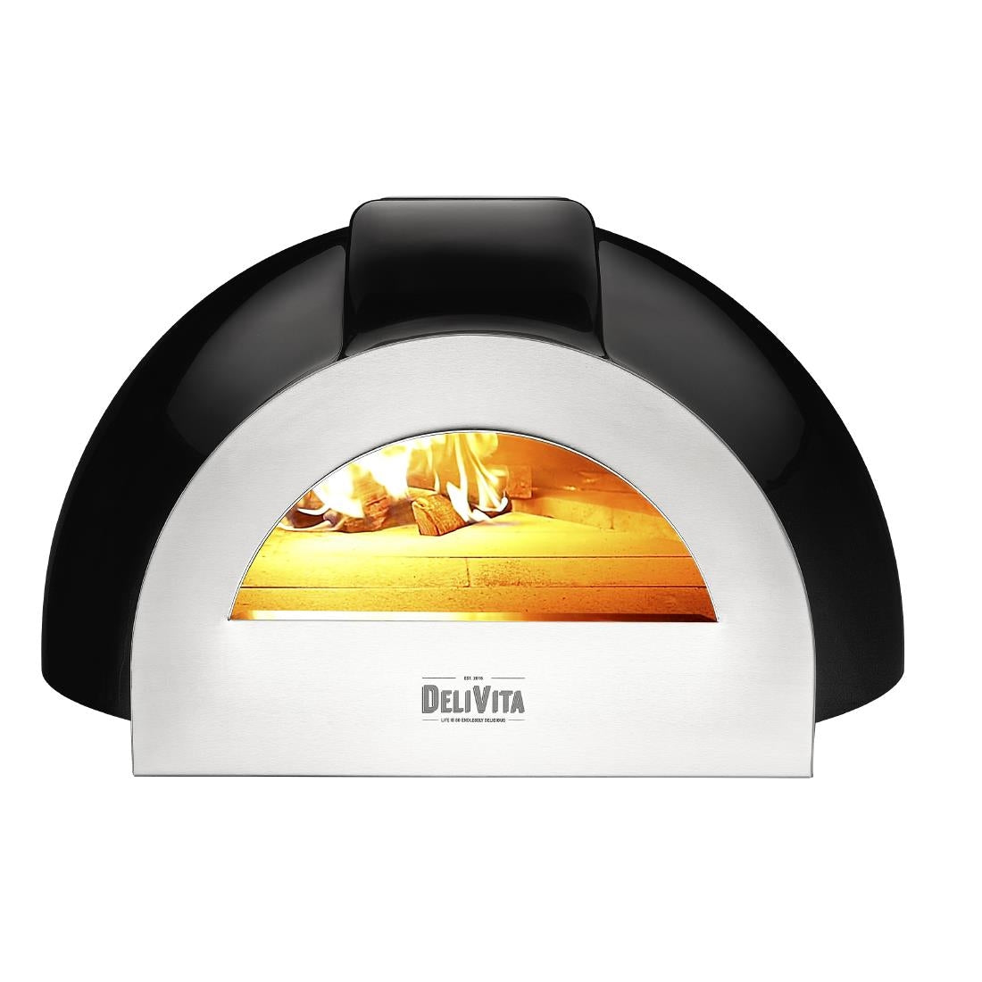 HZ252 DeliVita Pro Dual Fuel Pizza Oven Very Black+ Chimney