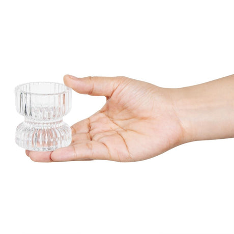 HZ331 Olympia Tealight/Candle Holder Glass Ridged - 52x52mm (Box 6)