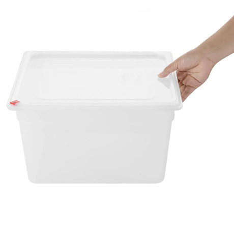 HZ352 Hygiplas Click PP GN Pan 2/3 with Lid and 7 colour clips - 200mm 16.1L(Pack 4)