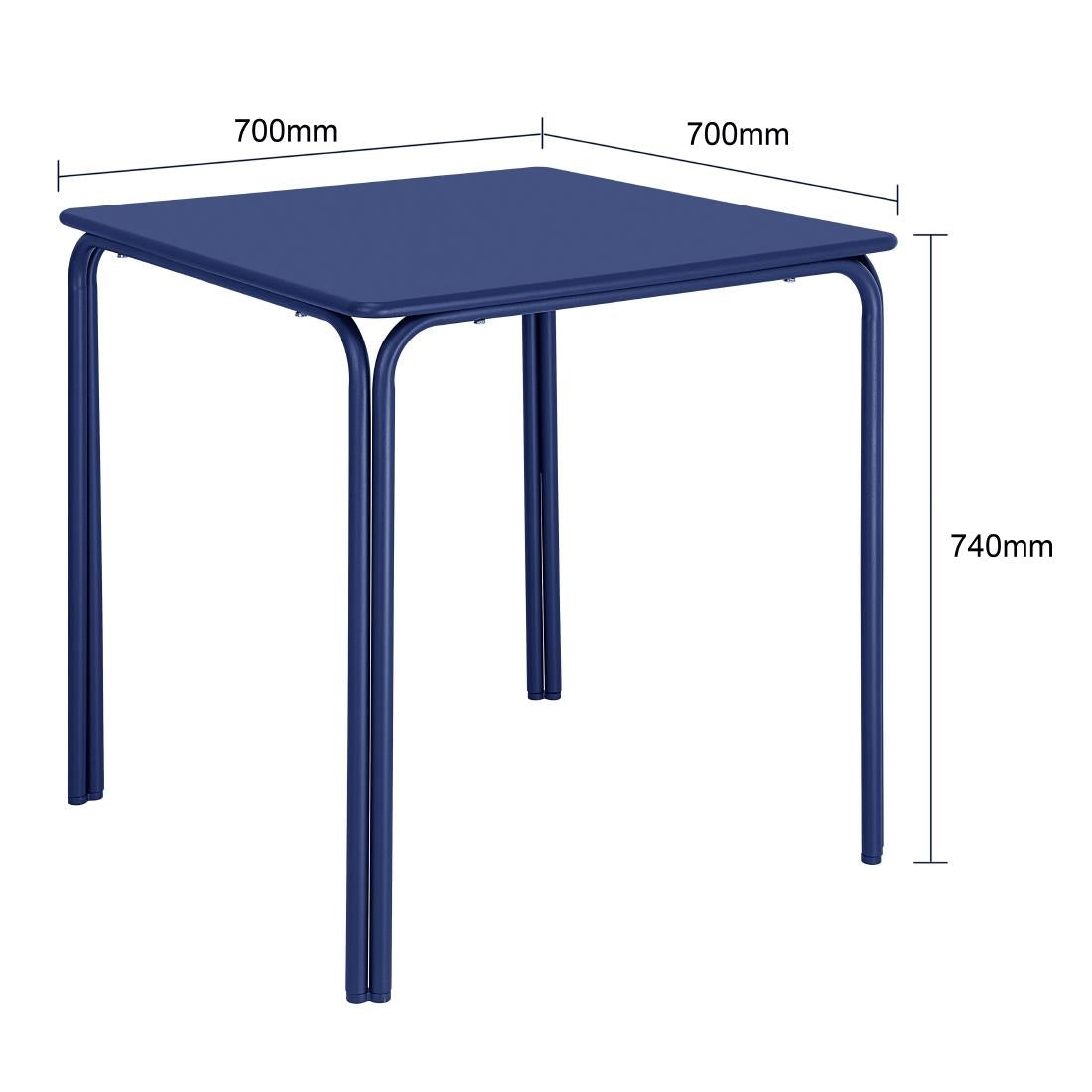 HZ356 Bolero Adeline Steel Square Table 700mm Dark Navy