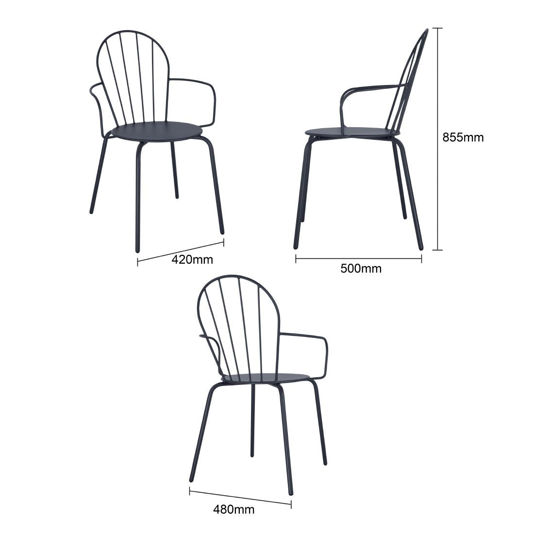 HZ358 Bolero Adeline Arm Chair Slate Blue (Set 4)