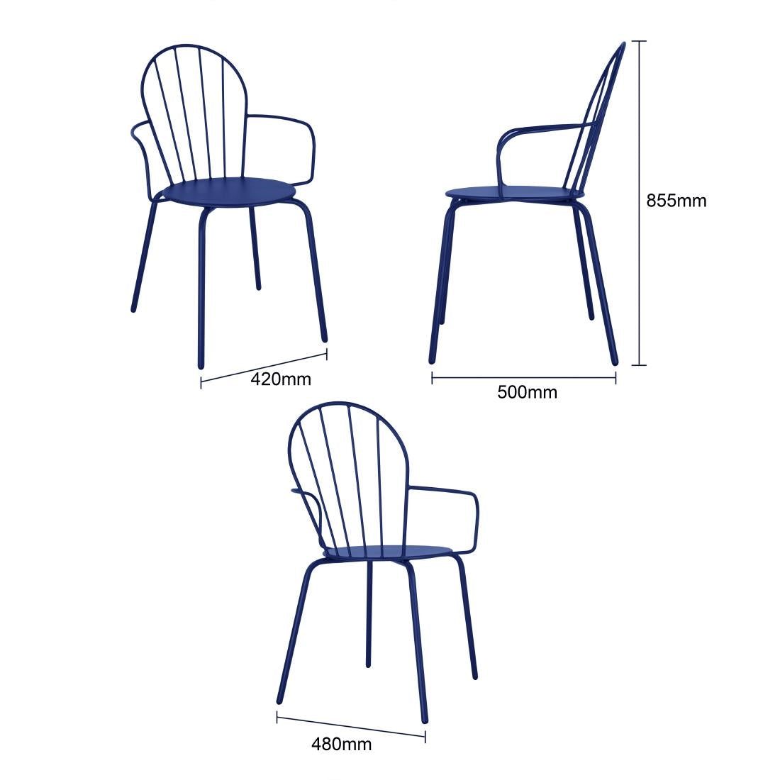 HZ359 Bolero Adeline Arm Chair Dark Navy (Set 4)