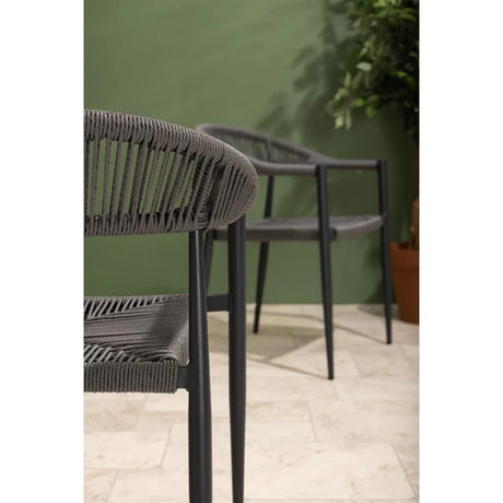 HZ590 Bolero Eden PE Twist Rattan Outdoor Arm Chair Charcoal (Set 4)