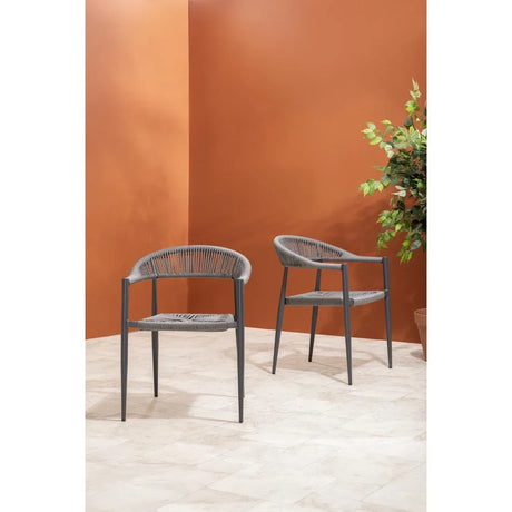 HZ590 Bolero Eden PE Twist Rattan Outdoor Arm Chair Charcoal (Set 4)