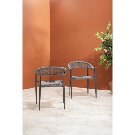 HZ590 Bolero Eden PE Twist Rattan Outdoor Arm Chair Charcoal (Set 4)