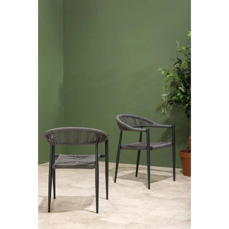 HZ590 Bolero Eden PE Twist Rattan Outdoor Arm Chair Charcoal (Set 4)