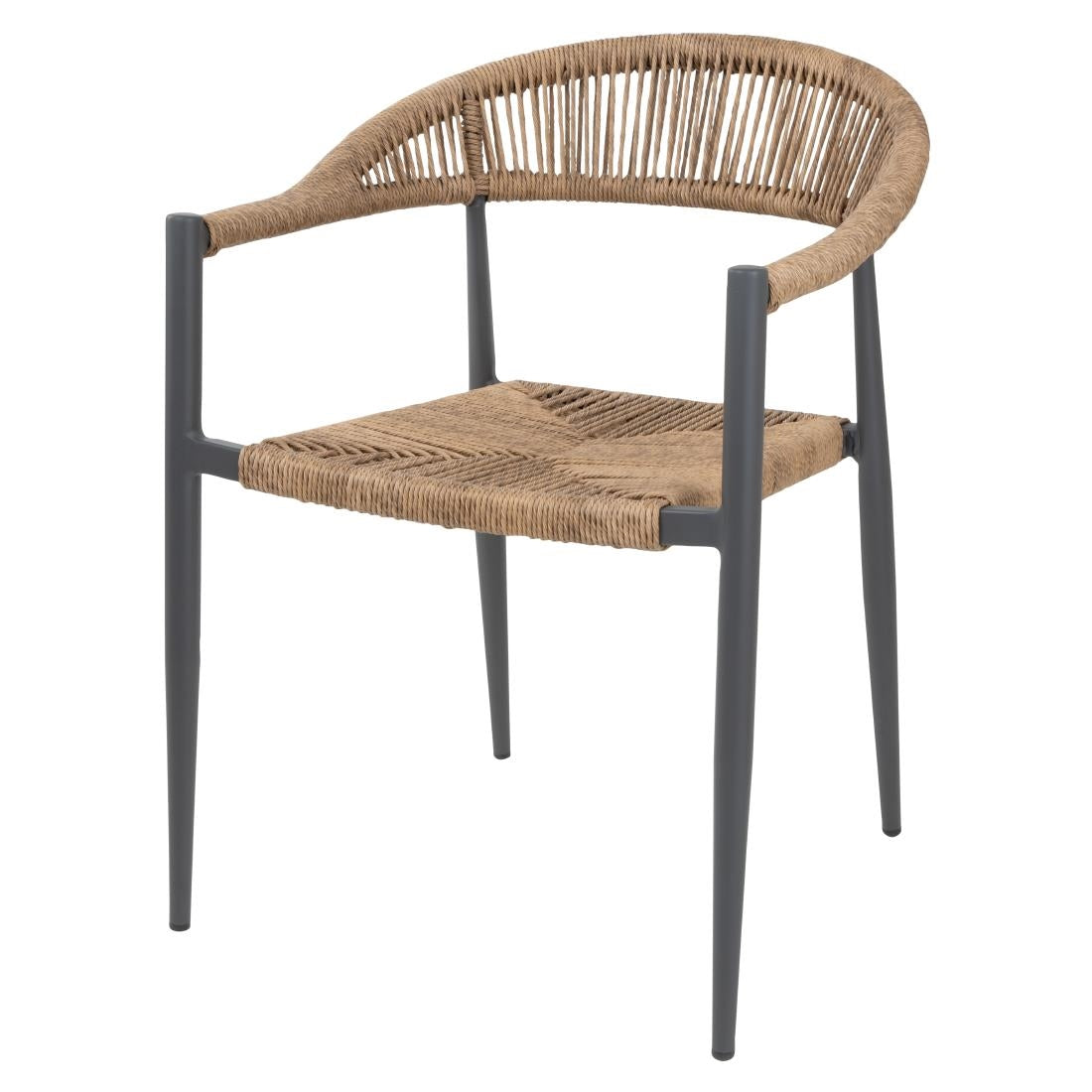 HZ591 Bolero Eden PE Twist Rattan Outdoor Arm Chair Natural (Set 4)