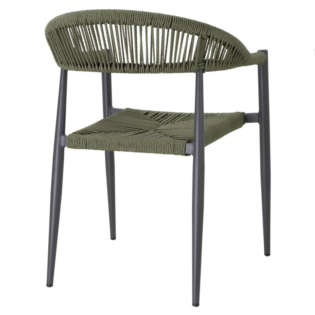 HZ592 Bolero Eden PE Twist Rattan Outdoor Arm Chair Green (Set 4)