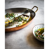 HZ641 - De Buyer Inocuivre Oval Dish with Brass Handles 32cm
