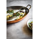 HZ641 - De Buyer Inocuivre Oval Dish with Brass Handles 32cm
