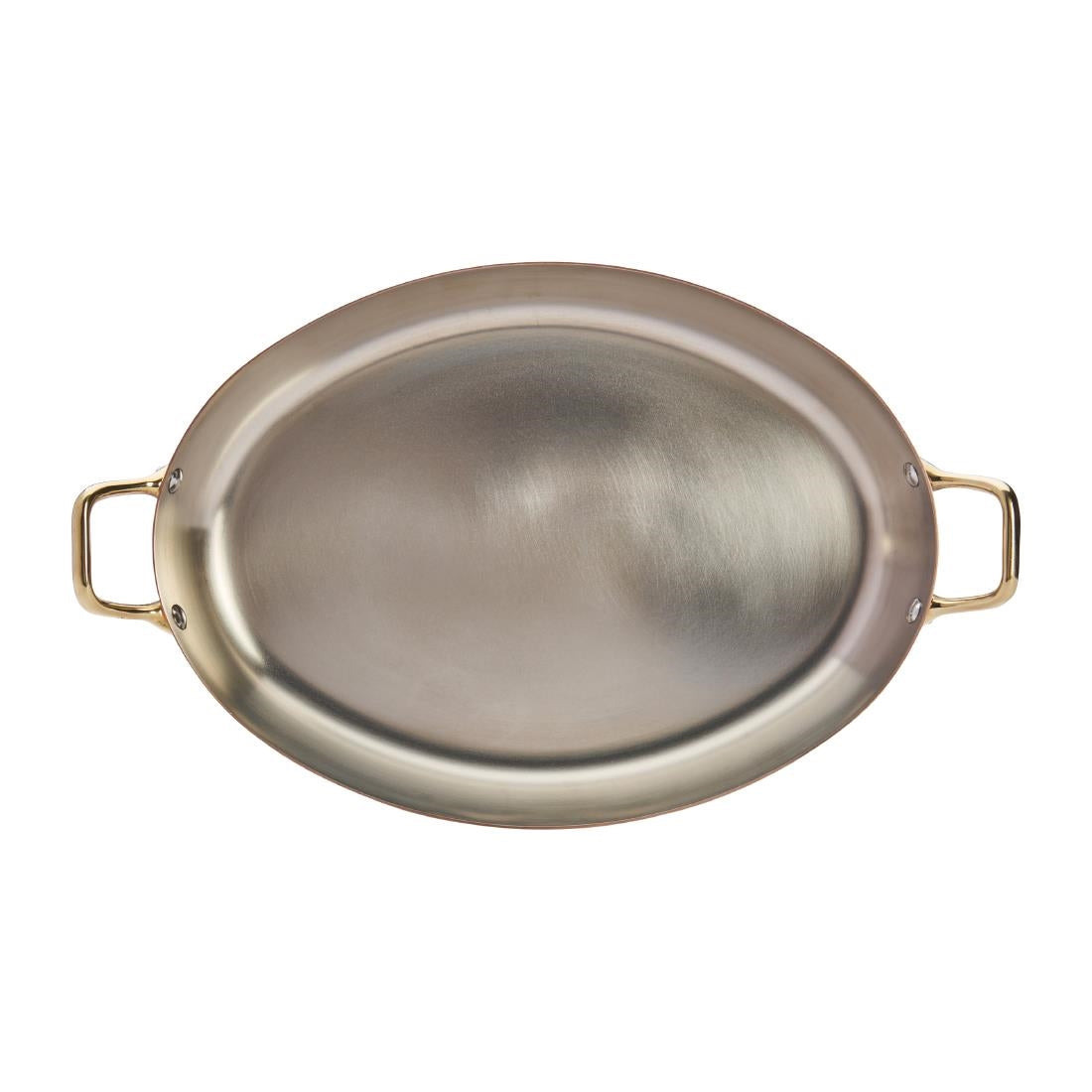HZ642 - De Buyer Inocuivre Oval Dish with Brass Handles 36cm