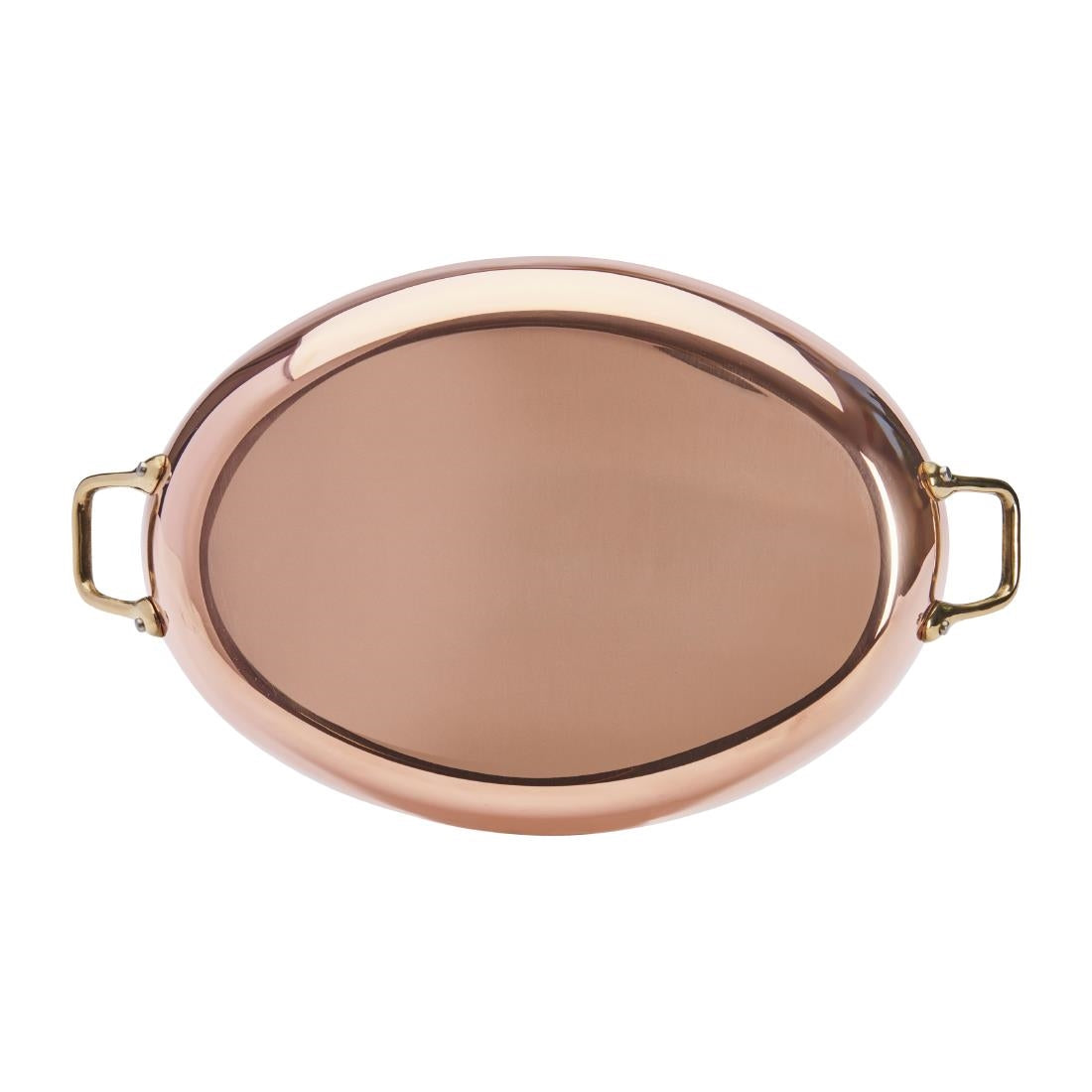 HZ642 - De Buyer Inocuivre Oval Dish with Brass Handles 36cm