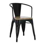 HZ804 Bolero Bistro Curve Arm Chairs with Wooden Seat Pad Black (Set 4)