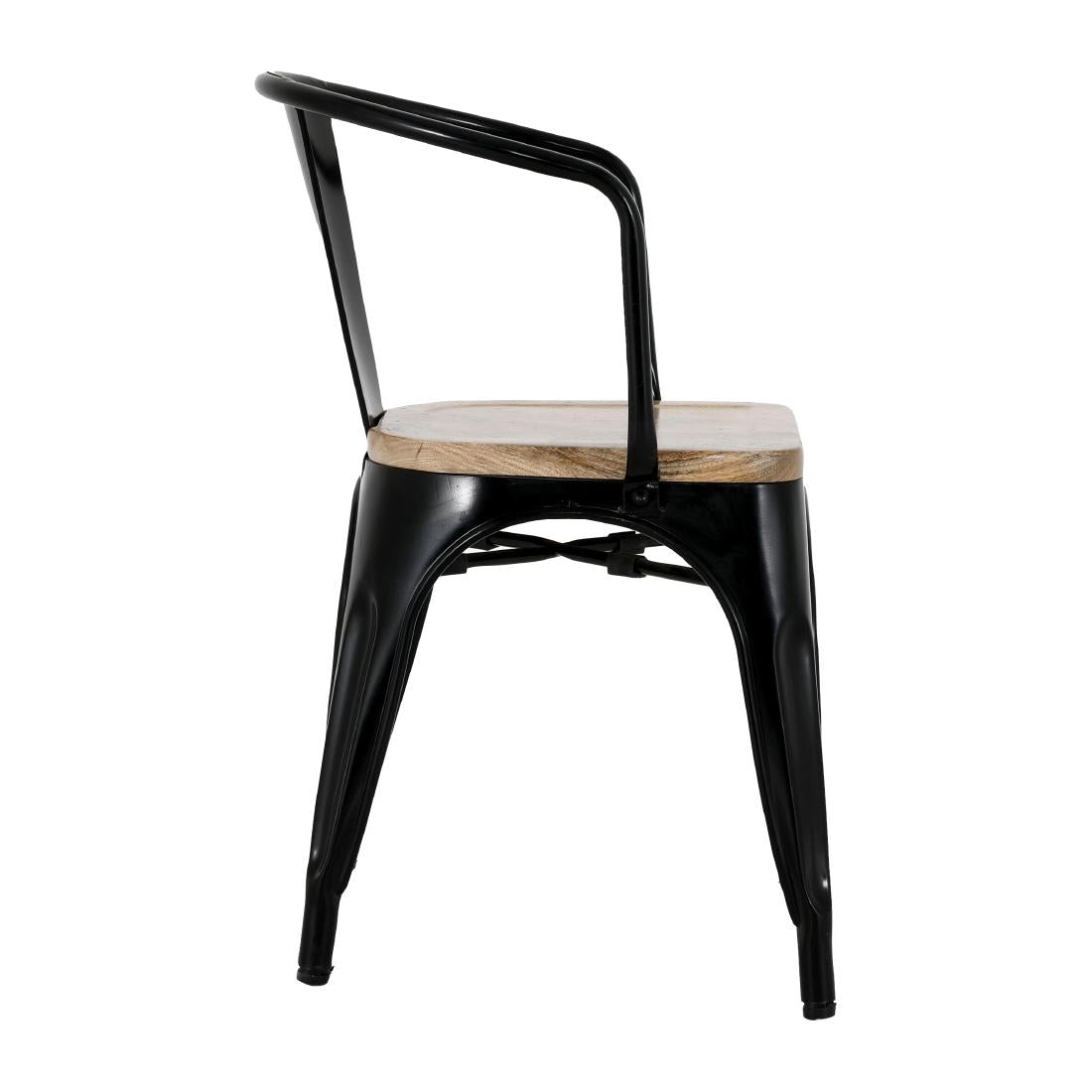 HZ804 Bolero Bistro Curve Arm Chairs with Wooden Seat Pad Black (Set 4)