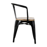 HZ804 Bolero Bistro Curve Arm Chairs with Wooden Seat Pad Black (Set 4)
