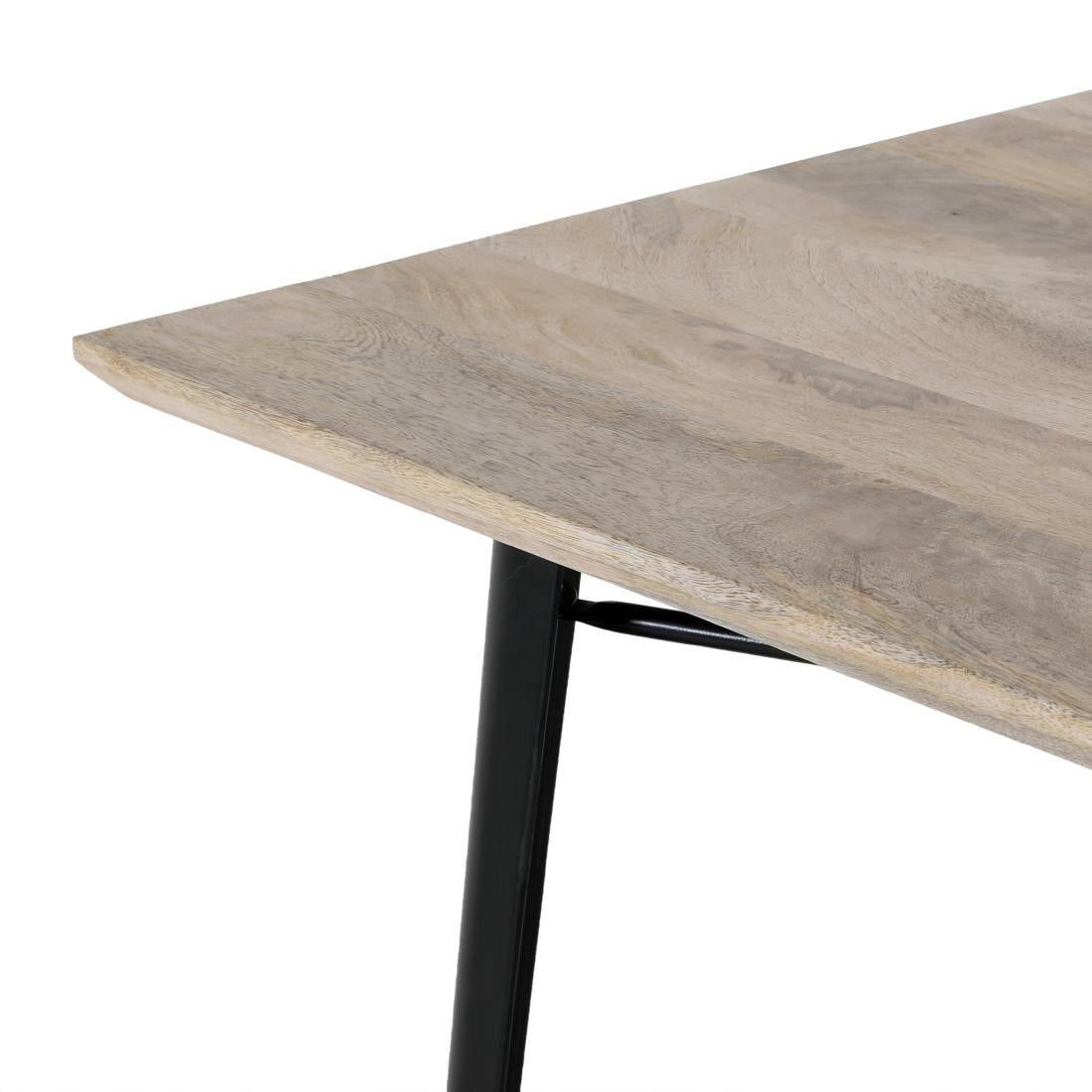 HZ808 Bolero Bistro Indoor Dining Table Plain Mango Wood Top Black 1450x880mm