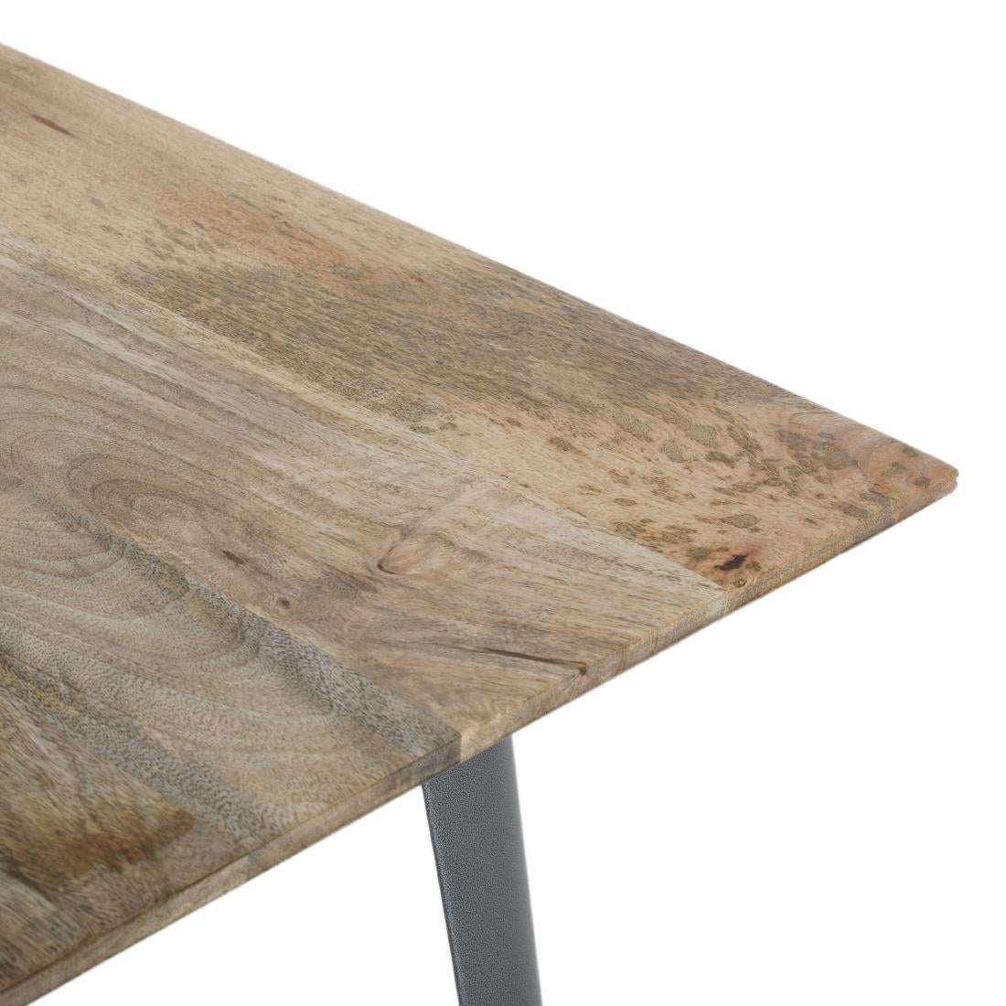 HZ809 Bolero Bistro Indoor Dining Table Plain Mango Wood Top Gun Metal 1450x880mm