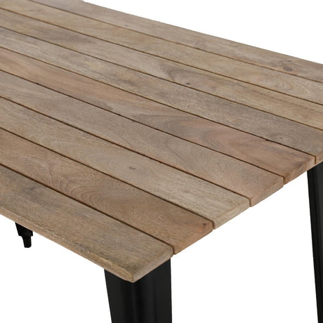 HZ810 Bolero Bistro Indoor Dining Table Slatted Mango Wood Top Black 1200x700mm