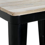 HZ812 Bolero Bistro Indoor Dining Table Slatted Mango Wood Top Black 650x650mm