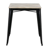 HZ812 Bolero Bistro Indoor Dining Table Slatted Mango Wood Top Black 650x650mm