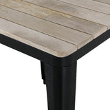 HZ812 Bolero Bistro Indoor Dining Table Slatted Mango Wood Top Black 650x650mm