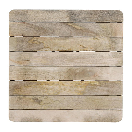 HZ812 Bolero Bistro Indoor Dining Table Slatted Mango Wood Top Black 650x650mm