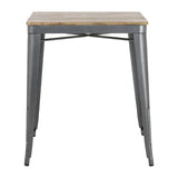 HZ813 Bolero Bistro Indoor Dining Table Slatted Mango Wood Top Gun Metal 650x650mm