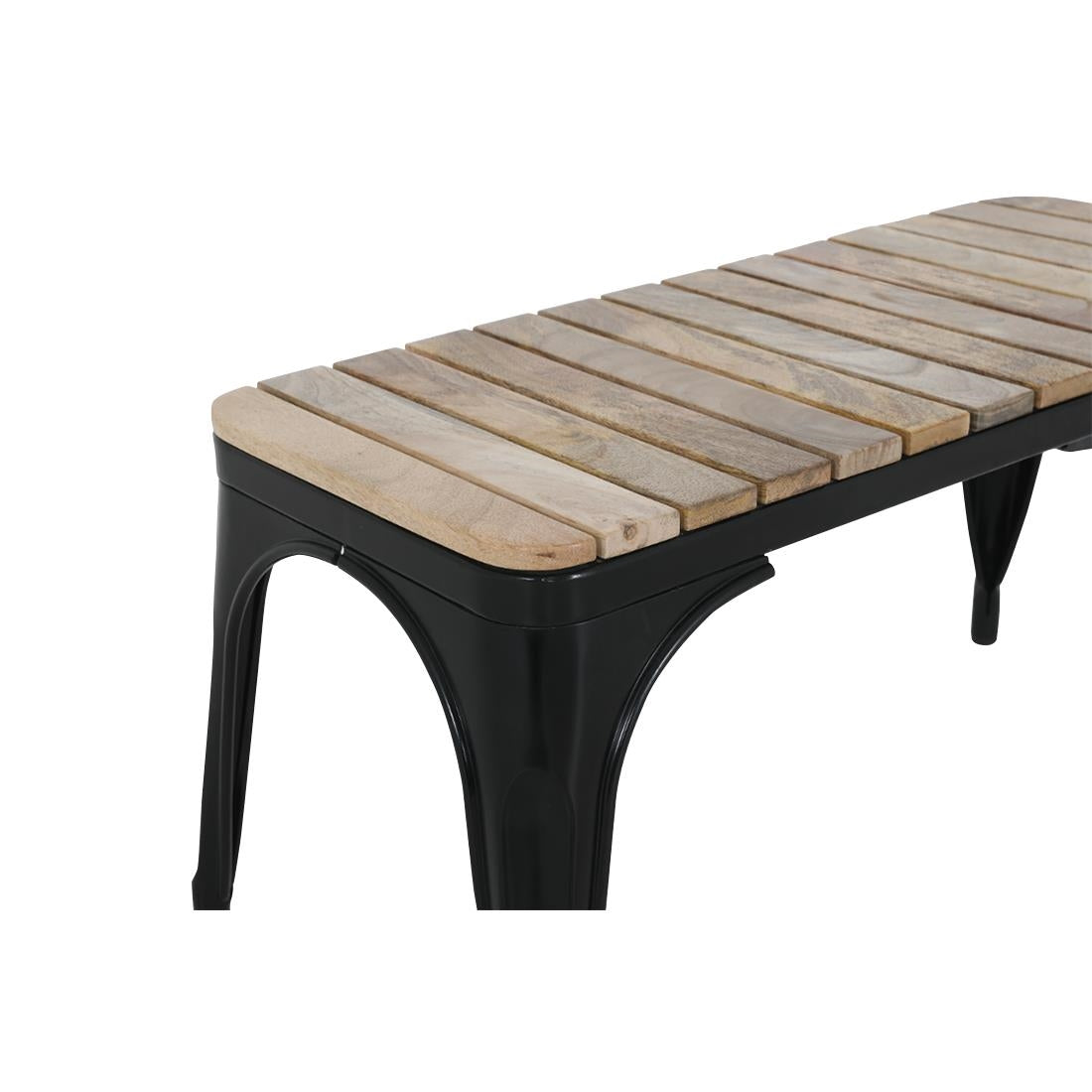 HZ816 Bolero Bistro Indoor Bench Slatted Mango Wood Top Black 850x370mm (Set 2)