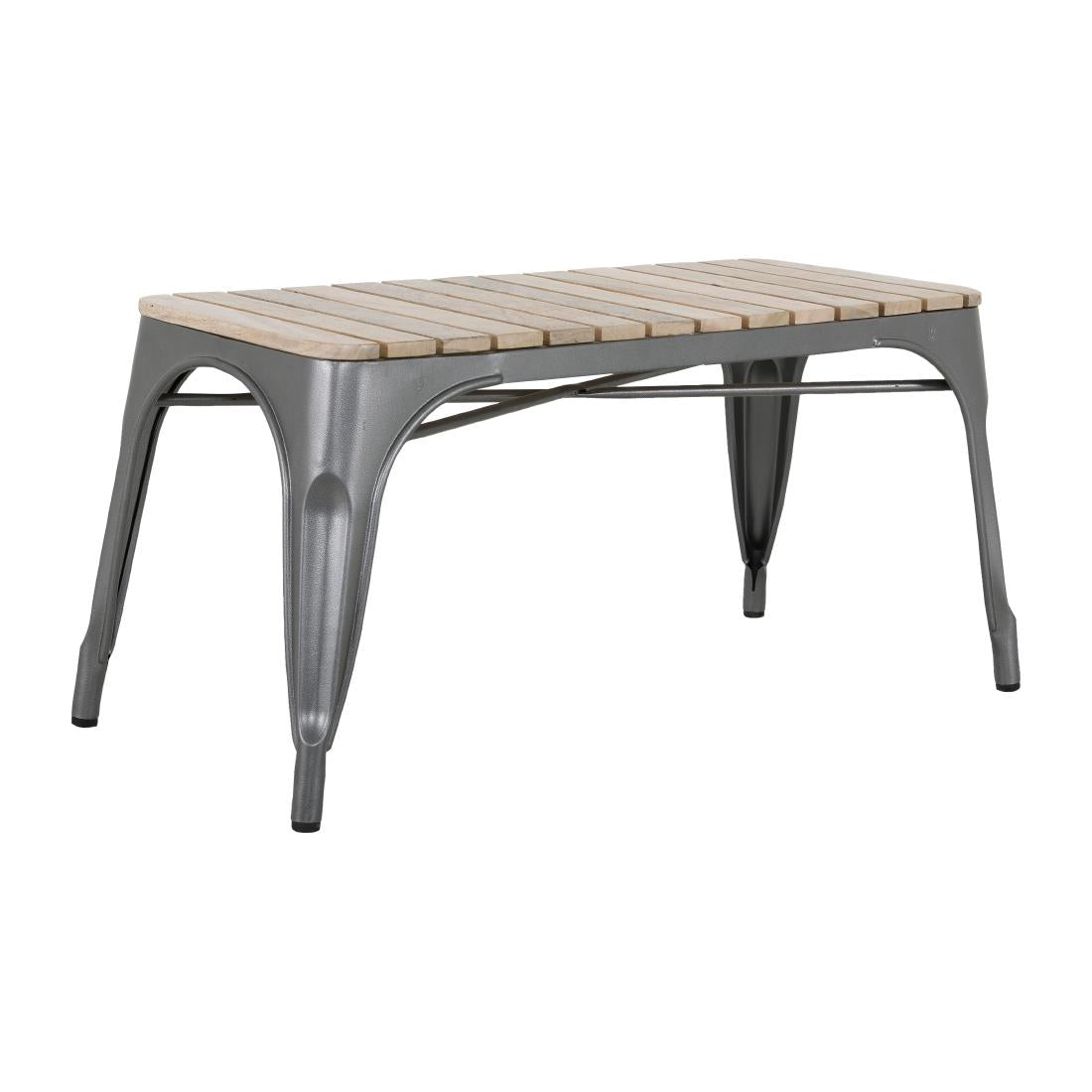 HZ817 Bolero Bistro Indoor Bench Slatted Mango Wood Top Gun Metal 850x370mm (Set 2)