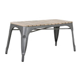 HZ817 Bolero Bistro Indoor Bench Slatted Mango Wood Top Gun Metal 850x370mm (Set 2)