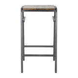 Bolero Cantina Compact Bar Stools with Mango Wood Seat Pad Gunmetal (4 Pack)