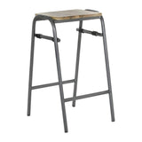 Bolero Cantina Compact Bar Stools with Mango Wood Seat Pad Gunmetal (4 Pack)