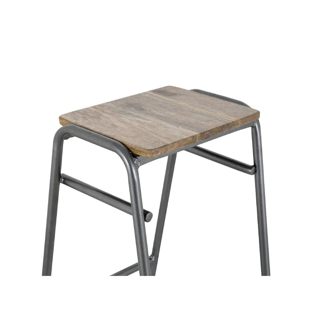 Bolero Cantina Compact Bar Stools with Mango Wood Seat Pad Gunmetal (4 Pack)