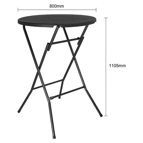HZ892 Bolero Folding HDPE Bar Table Black Wood Design - 800mm