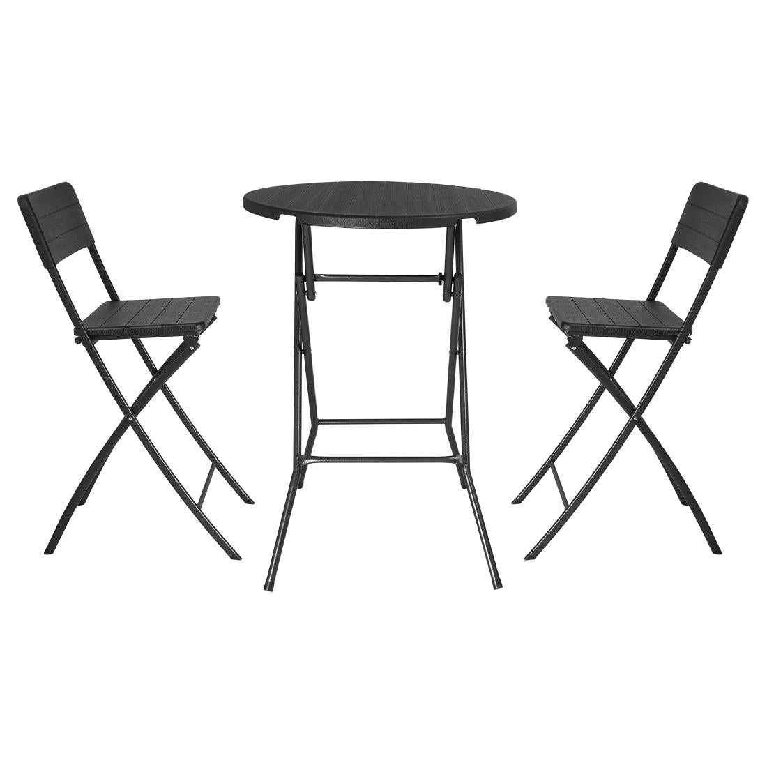 HZ893 Bolero Folding PE Bar Chair Black Wood Design (Set 2)