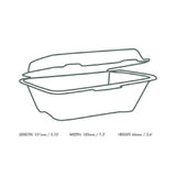 HZ937 Vegware Compostable Bagasse Clamshell Hinged Meal Boxes 7"x 5" (500 Pack)