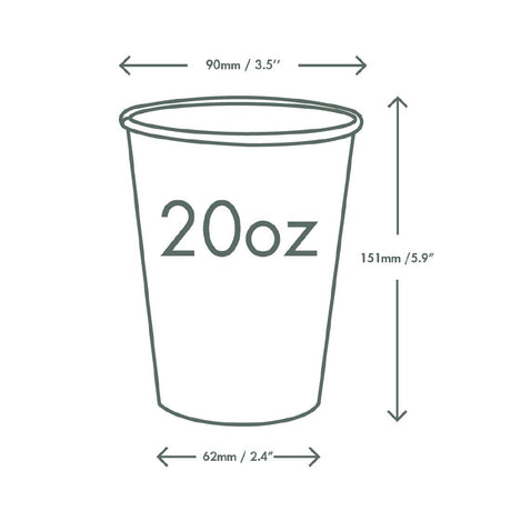 HZ942 Vegware Paper Cold Cups 89-Series 20oz/500ml (1000 Pack)
