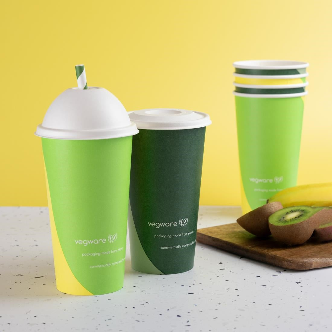HZ943 Vegware Nourish Moulded Fibre Cold Cup Dome Lids with Hole 89-Series (1000 Pack)