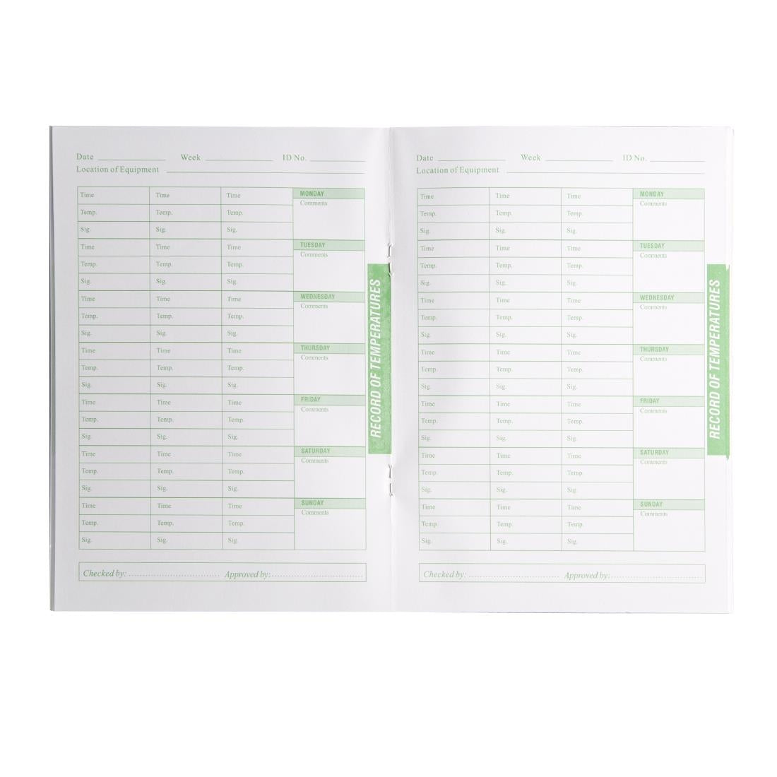 J201 Temperature Log Book