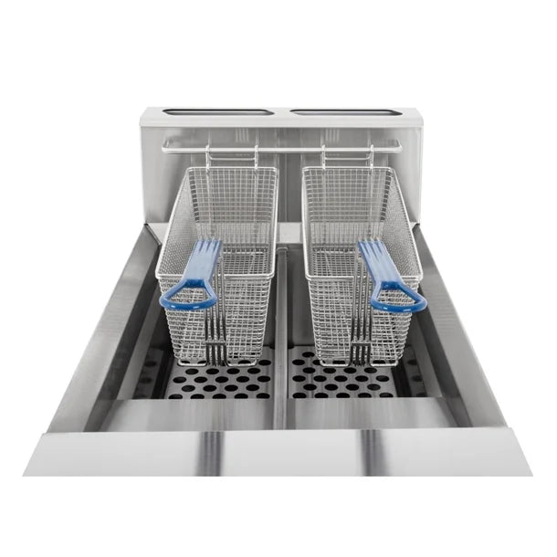 J596 Blue Seal Twin Tank Twin Basket Free Standing Natural/LPG Fryer GT46