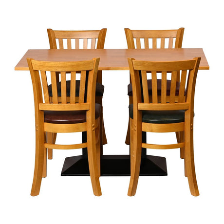JA211 - Turin Dining Table with 4 Manhattan Chairs in Soft Oak with Bison Bordeaux