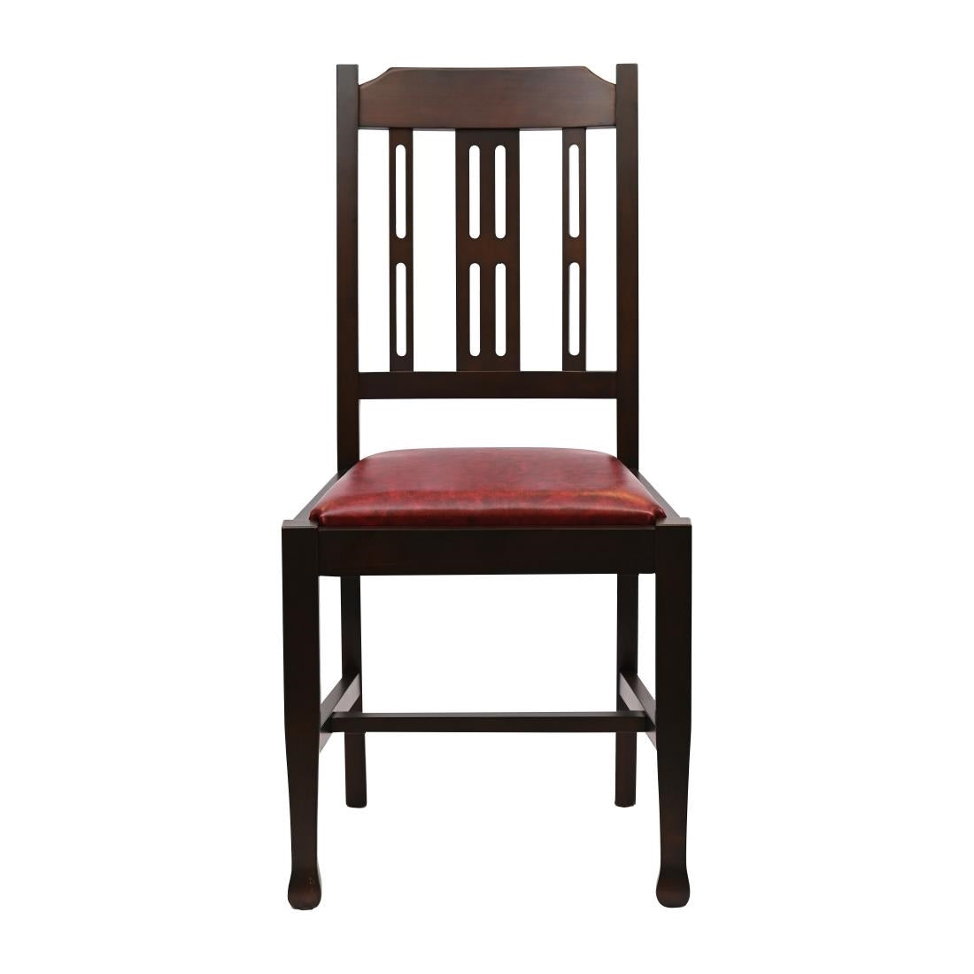 JA275 Lattice Back Dining Chair in Dark Walnut with Bison Bordeaux Seat (6 Pack)