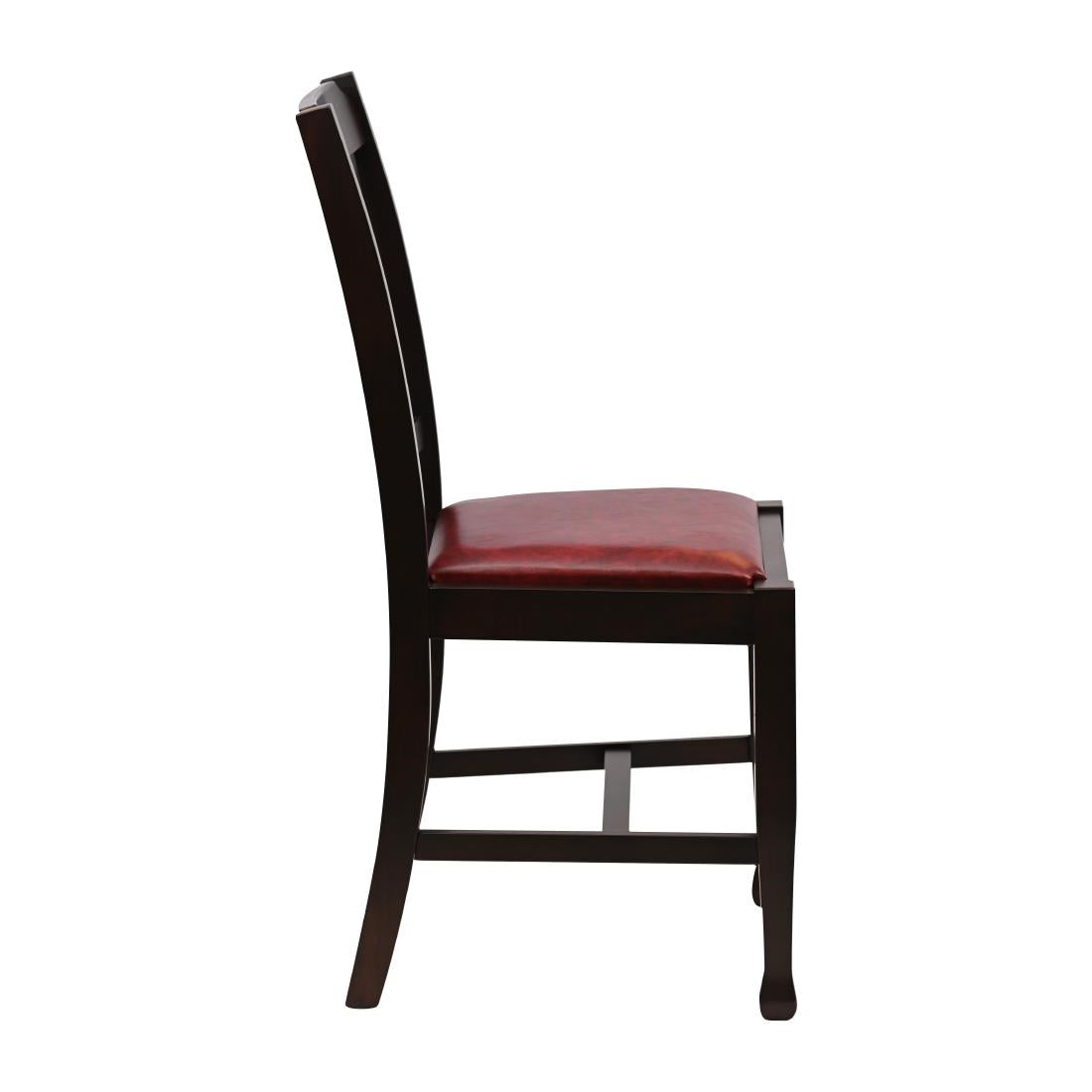 JA275 Lattice Back Dining Chair in Dark Walnut with Bison Bordeaux Seat (6 Pack)