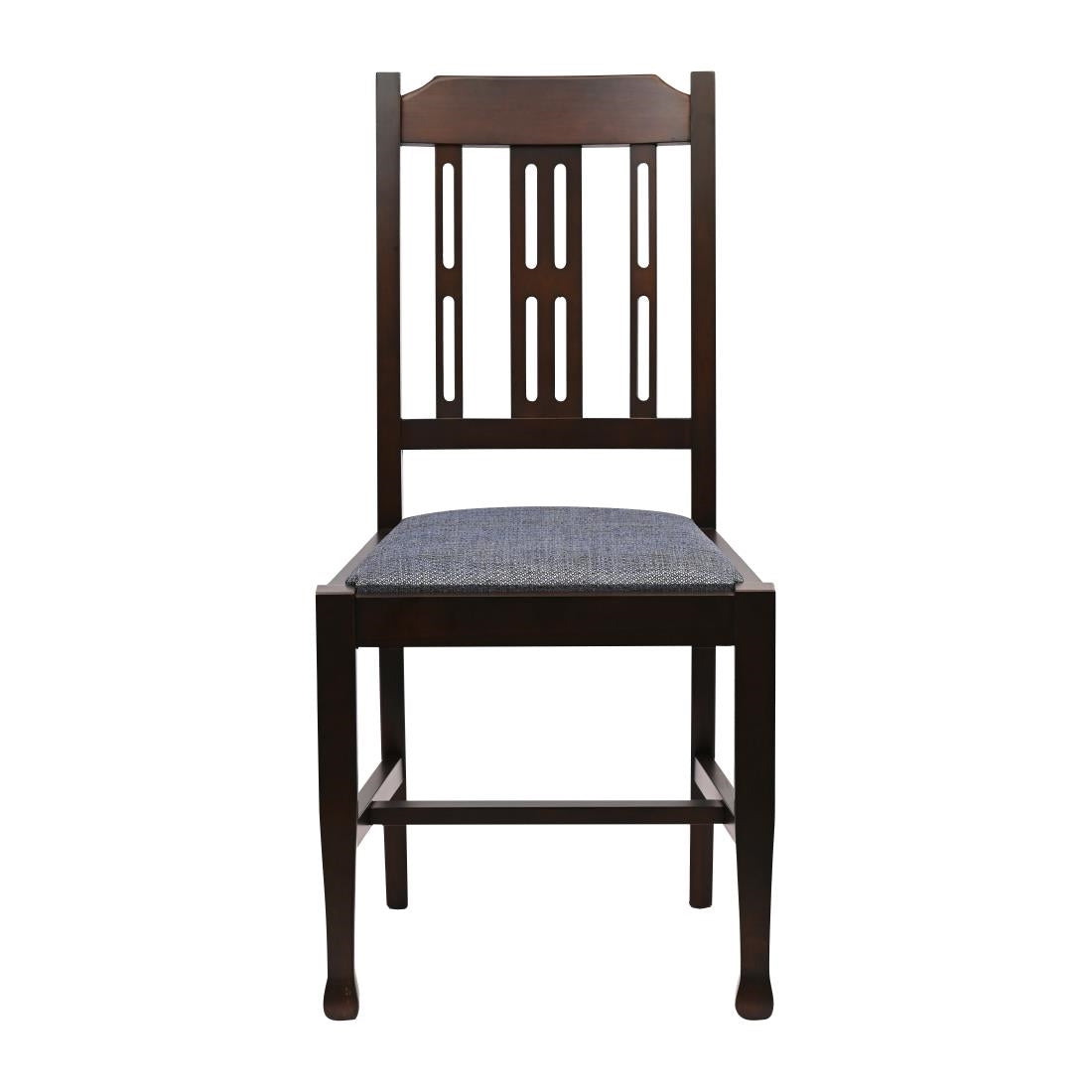 JA279 Lattice Back Dining Chair in Dark Walnut with Shetland Sea Seat (6 Pack)