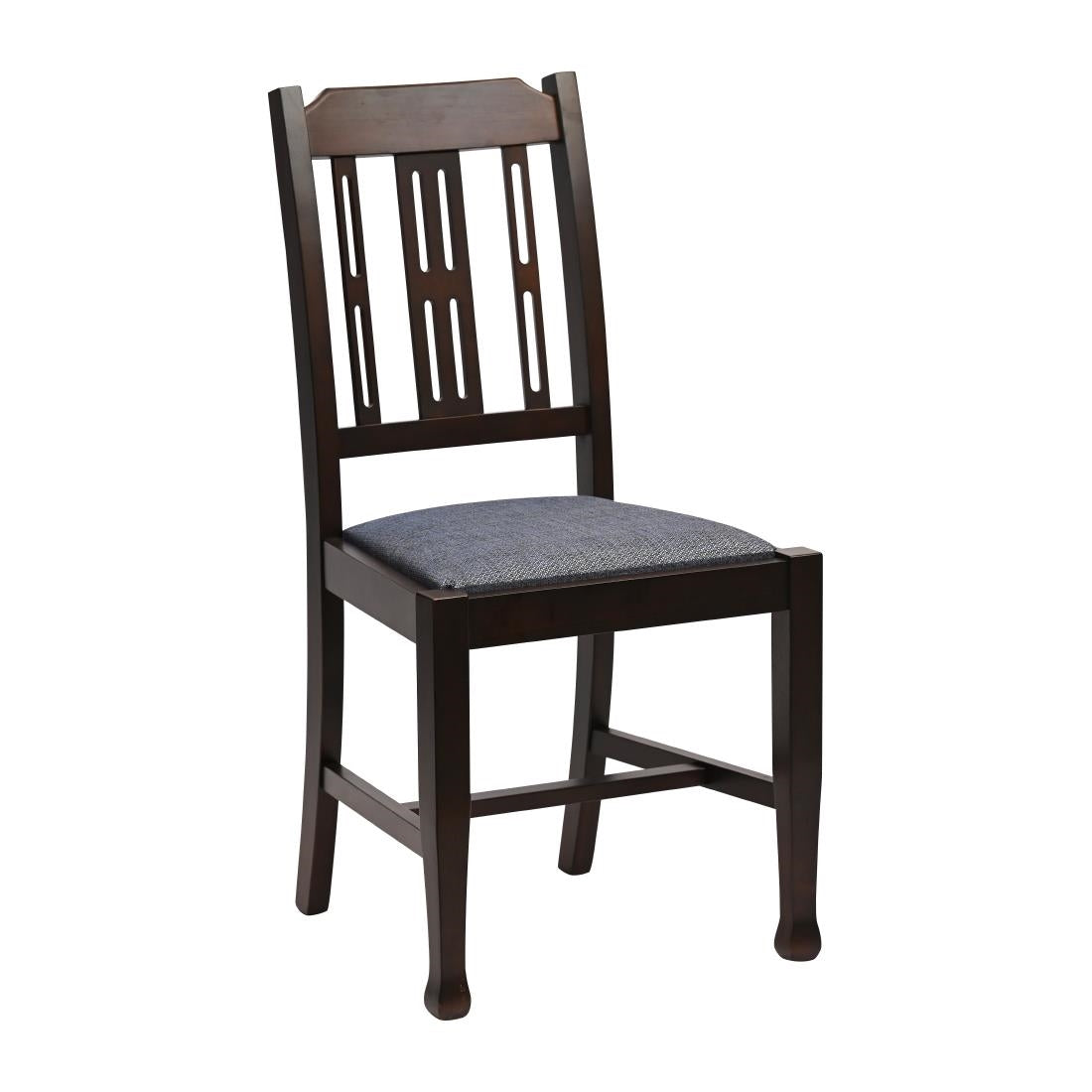 JA279 Lattice Back Dining Chair in Dark Walnut with Shetland Sea Seat (6 Pack)