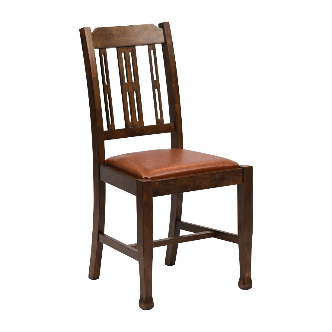JA281 Lattice Back Dining Chair in Vintage Wood with Bison Tan Seat (6 Pack)