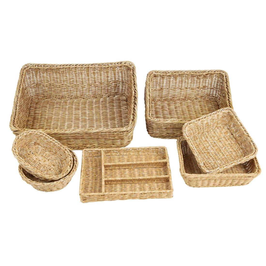 JA350 Olympia Cutlery Organiser Light Polywicker - 340x250x50mm