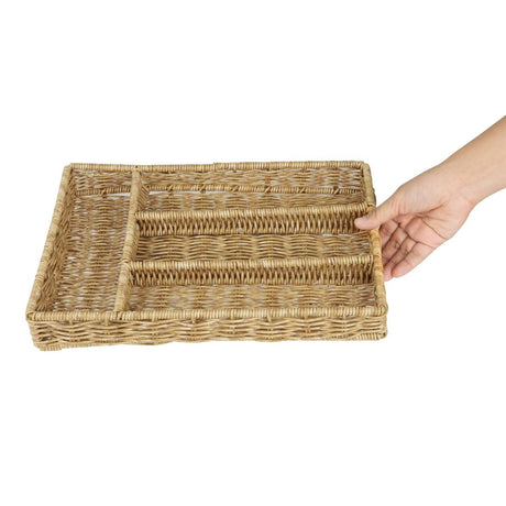JA350 Olympia Cutlery Organiser Light Polywicker - 340x250x50mm