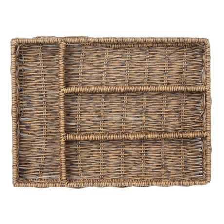 JA357 Olympia Cutlery Organiser Dark Polywicker - 340x250x50mm