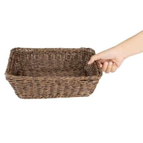 JA360 Olympia Rectangular Basket Dark Polywicker - 300x230x90mm